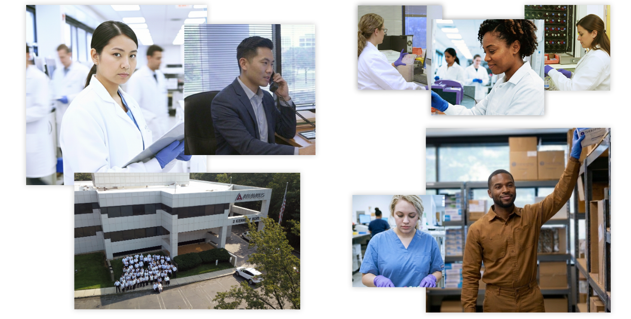 Various laboratory workers pose across Aculabs.
